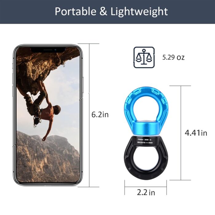 PACEARTH Swing Swivel 35KN Breaking Strength 360° Rotator Safety Rotational Device Hanging Accessory for Rock Climbing, Hanging Hammock, Web Tree Swing, Aerial Dance, Children's Swing Spinner Hanger - Image 5