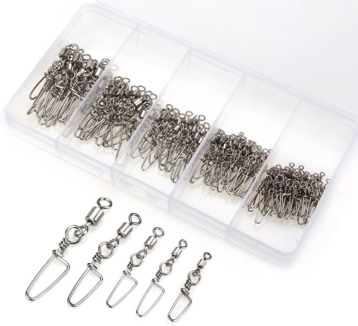 110PCS Stainless Steel Barrel Snap Swivel Fishing Accessories, Premium Fishing Gear Equipment with Ball Bearing Swivels Snaps Connector for Quick Connect Fishing Lures - Image 3