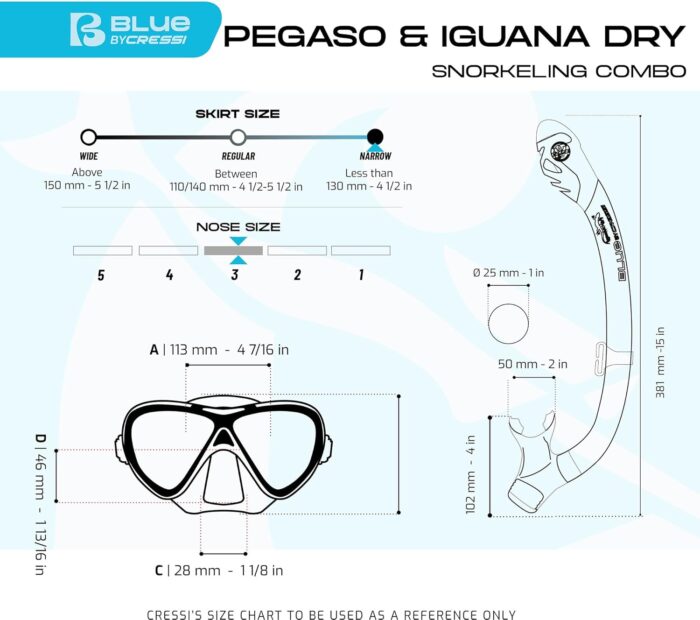 Cressi Snorkeling Silicone Set (mask & Dry Snorkel) for Kids Aged 5 to 15 Year Old - Pegaso & Iguana Dry: Designed in Italy - Image 7