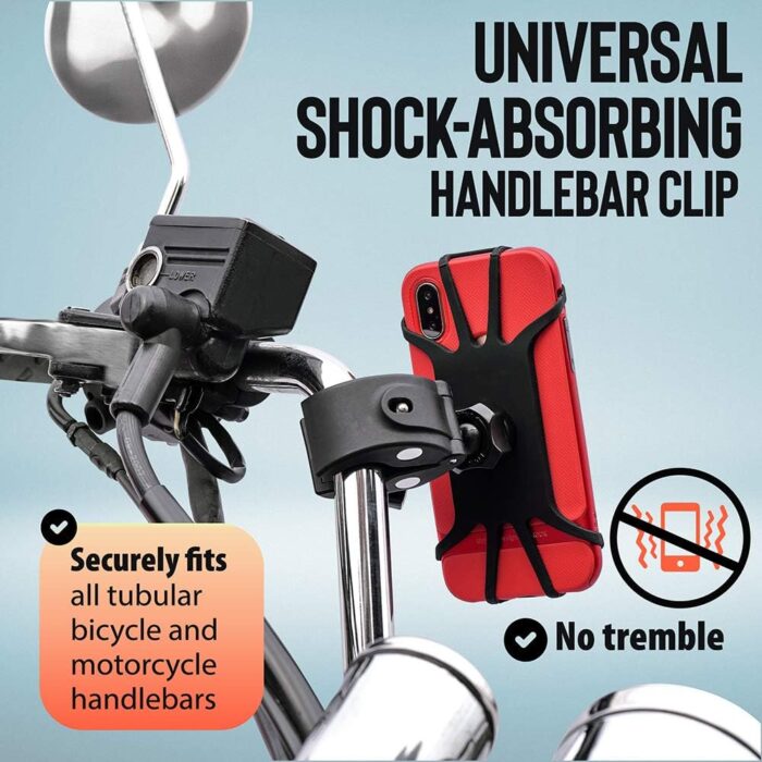 Upgraded 2024 Bicycle & Motorcycle Phone Mount - The Most Secure & Reliable Bike Phone Holder for iPhone, Samsung or Any Smartphone. Stress-Resistant & Highly Adjustable. x10 to Safeness & Comfort - Image 3