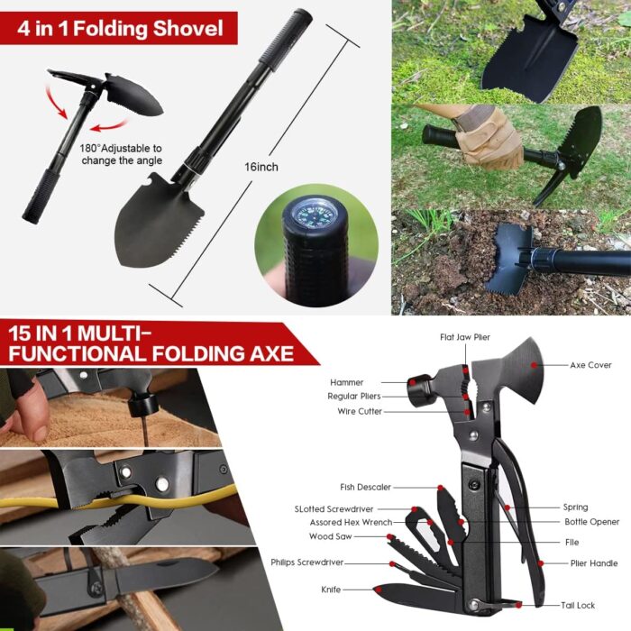 Survival Kits,222 PCS Emergency Survival Gear First Aid Kits with Molle System Compatible Bag Outdoor Camping Gear Emergency Kits for Hunting,Hiking,Fishing, Gifts for Men Women - Image 3