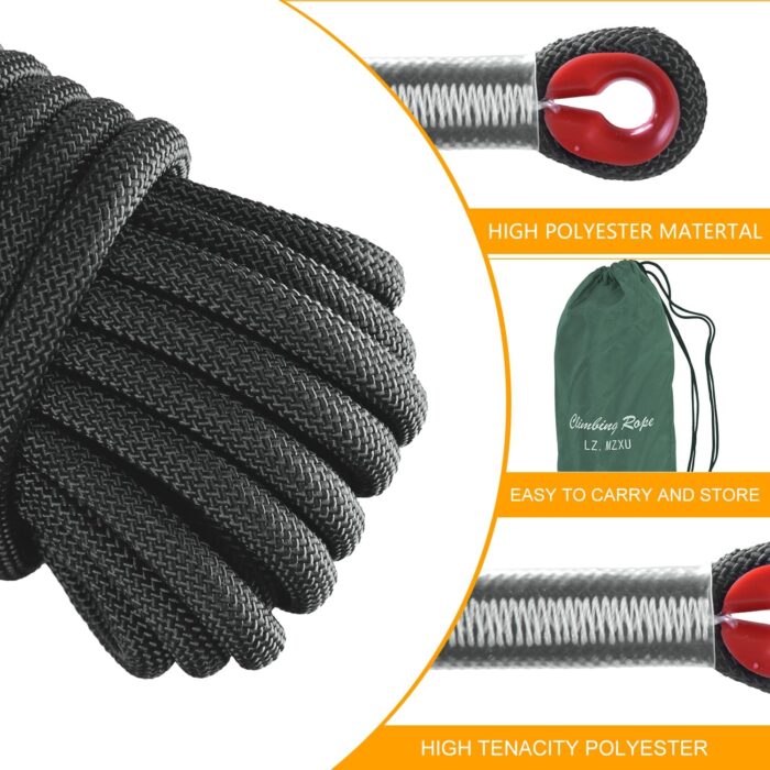 Climbing Rope, 12 mm Static Climbing Rope, 32FT(10M) 65FT(20M) 100FT(30M) 164FT(50M) Outdoor Rock Climbing Rope, Escape Rope, Rappelling Rope, Fire Rescue Parachute Rope - Image 3