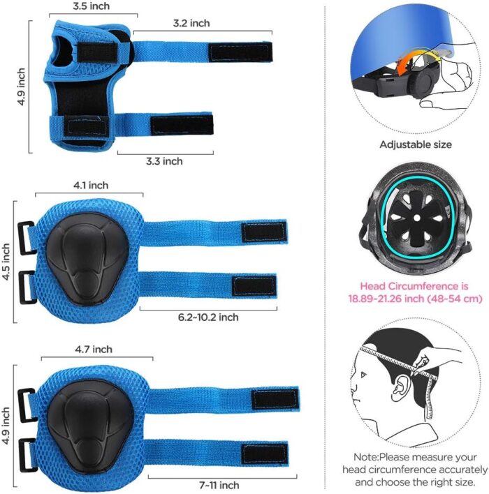 DaCool Kids Bike Helmet Set Skateboard Knee Pads - Kids Helmet Elbow Pads Wrist Guards Adjustable for 3~10yrs Girl Boy Kids Protective Gear Set for Sport Cycling Bike Roller Skating Scooter - Image 4