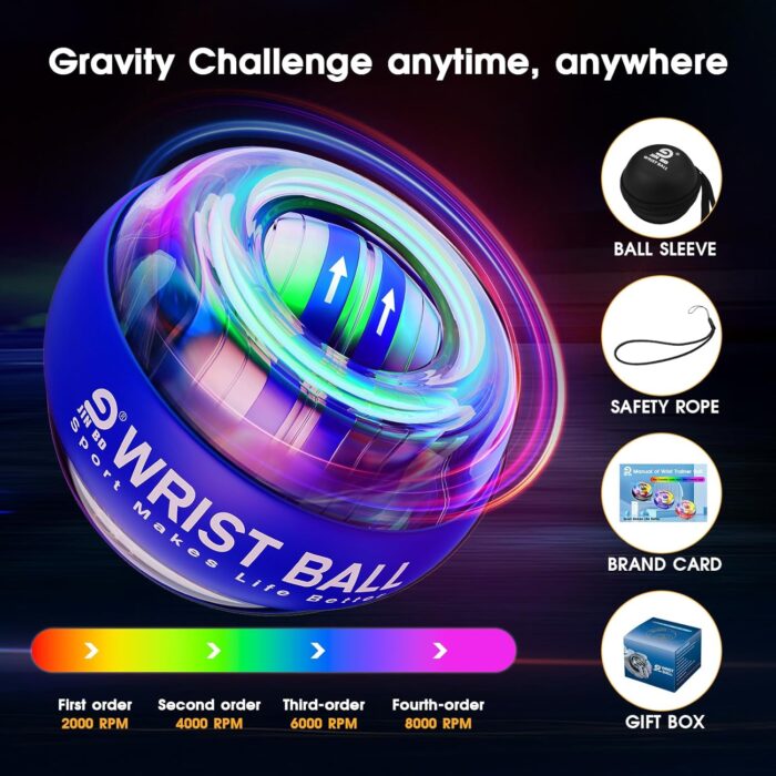 Wrist Trainer Ball Auto-Start Gyroscopic Forearm Exerciser Gyro Ball for Strengthen Arms, Fingers, Bones and Muscles - Image 4