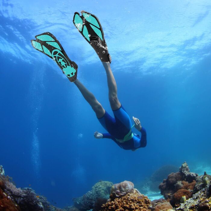 Swim Fins Snorkel Fins Snorkeling Gear Flippers for Swimming Short Diving Fins Travel Size with Mesh Bag Extra Fin Strap Open Heel Adjustable - Image 2