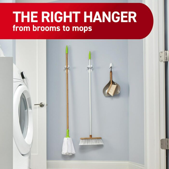 Command Broom and Mop Grippers, 2 Hangers and 4 Command Strips, Damage Free Hanging Wall Mount Broom and Mop Holder, Household Cleaning Organizer for Organization and Storage, Holds up to 4 lb - Image 6
