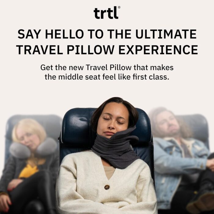 trtl Travel and Airplane Pillow - Real Sleeping Experience on Long Flights - Neck and Shoulder Support - Super-Soft, Lightweight, Easy-to-Carry, and Machine-Washable Flight Pillow - Grey - Image 2