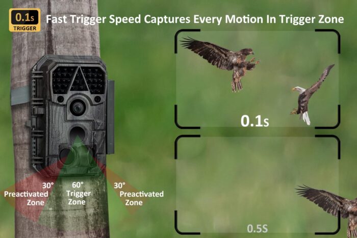 P70 Trail Camera, 64MP 1296p, Game Cameras with No-Glow IR Night Vision, Motion Activated, Waterproof for Wildlife Deer Cams, Hunting - Image 4