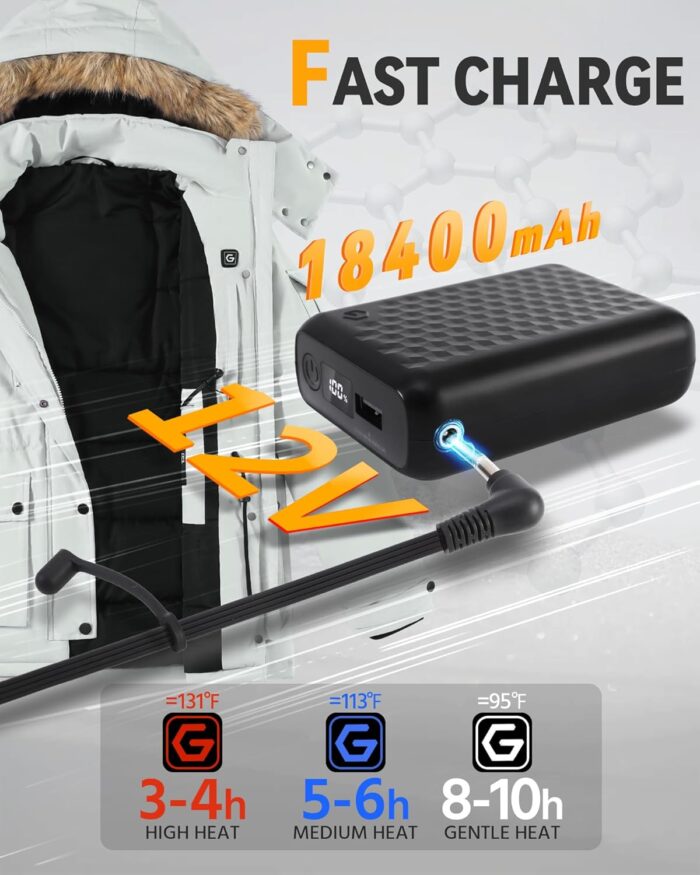 Graphene Heated Jacket for Women with Large Capacity Battery Pack Waterproof Windproof - Image 3