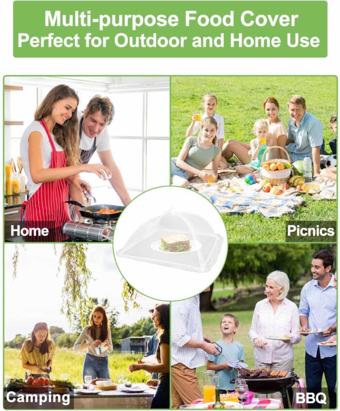 Large Food Cover,6 Pack Mesh Food Tent,17"x17",White Nylon Covers,Pop-Up Umbrella Screen Tents,Patio Net for Outdoor Camping, Picnics, Parties,BBQ,Collapsible and Reusable - Image 7