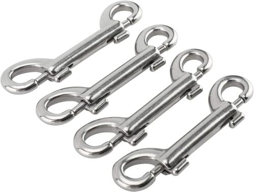 Yaegoo 4 Pack 316 Stainless Steel Double Ended Bolt Snap Hook, 3-1/2 Inch Marine Grade Double End Snaps, Trigger Chain Clips Scuba Diving Clips