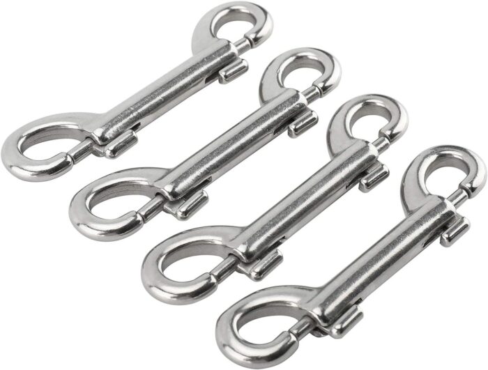 Yaegoo 4 Pack 316 Stainless Steel Double Ended Bolt Snap Hook, 3-1/2 Inch Marine Grade Double End Snaps, Trigger Chain Clips Scuba Diving Clips