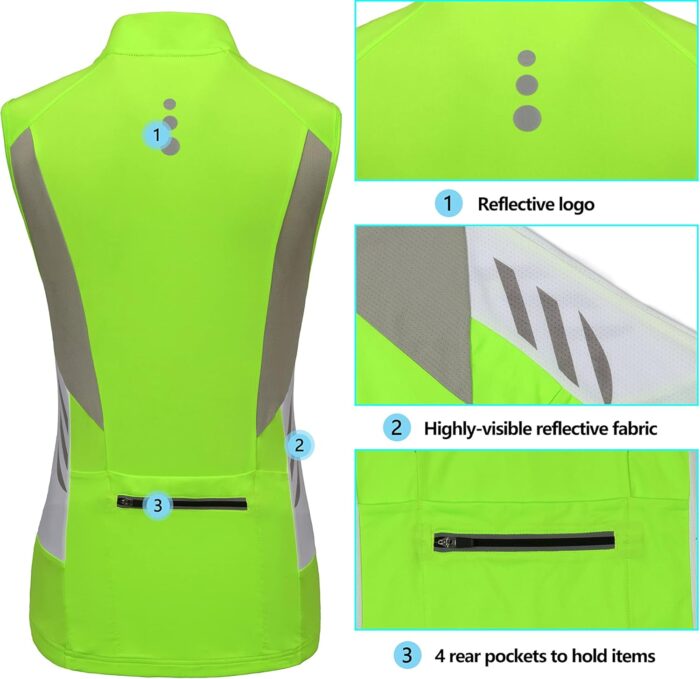 Little Donkey Andy Women's Half Zip Breathable Cycling Vests Reflective Sleeveless Jerseys Shirts Golf 4 Rear Pockets - Image 6