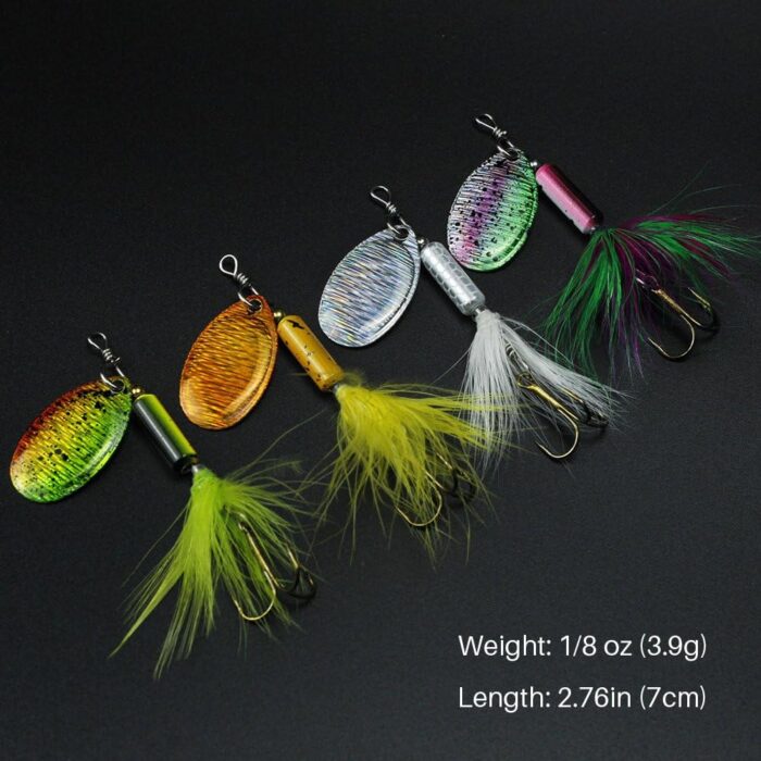 FouceClaus 10pcs Spinner Lures Baits with Tackle Box, Bass Trout Salmon Hard Metal Rooster Tail Fishing Lures Kit - Image 7