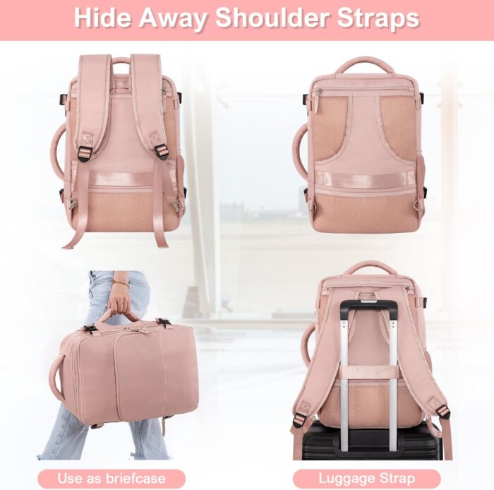 Travel Backpack for Women, Flight Approved Carry On Backpack with USB Charging Hole, Lightweight Travel Bag, Waterproof Causal Bookbag for College, Travel, Work - Image 4