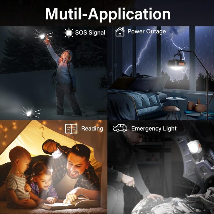 Rechargeable Camping Lights FLY2SKY 2Pcs Black Tent Lights Mini Flashlight Portable LED Camping Lantern Survival Gear Camping Accessories for Hiking Backpacking Fishing Hurricane Emergency Outage - Image 5
