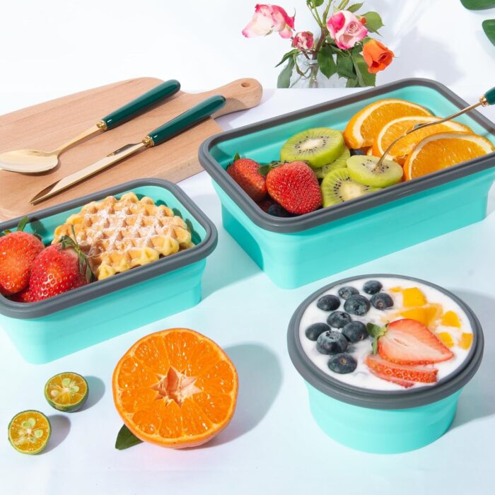 8 Pack Collapsible Food Storage Containers With Lids, Collapsible Storage Containers Sets Silicone Collapsible Bowls For Camping, RV Accessories, Travel Trailer Must (Mixed oz) (8) - Image 6