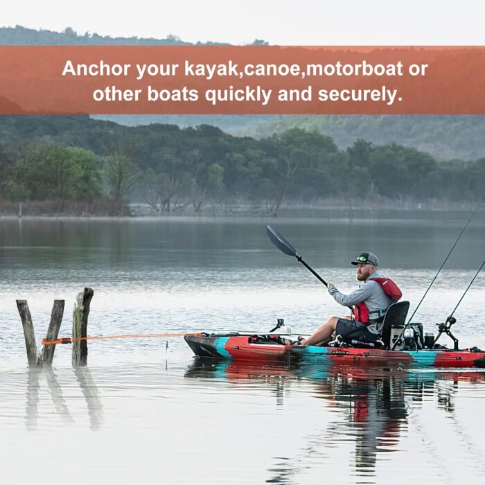 Kayak Anchor Grip - Stainless Steel Boat Anchor with 5mm Paracord, Kayak Accessories Canoe Equipment Brush Clamp Anchor with Teeth for Fishing Boating Camping - Image 3