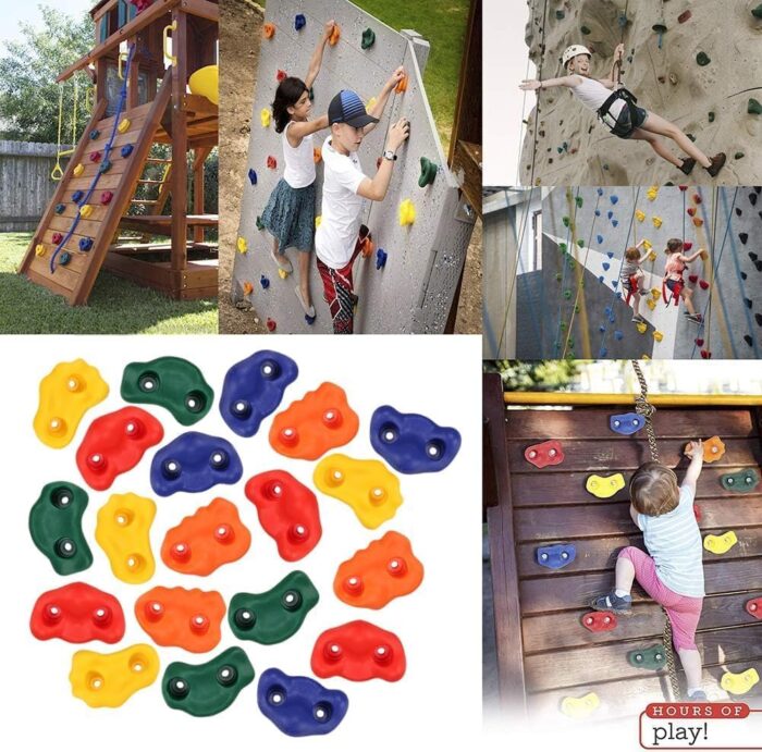 Yaegoo 20 PCS Climbing Holds for Kids, Rock Wall Climbing Kit with Mounting Hardware, Climbing Rock Wall Holds for Indoor and Outdoor Playground Play Set - Image 5