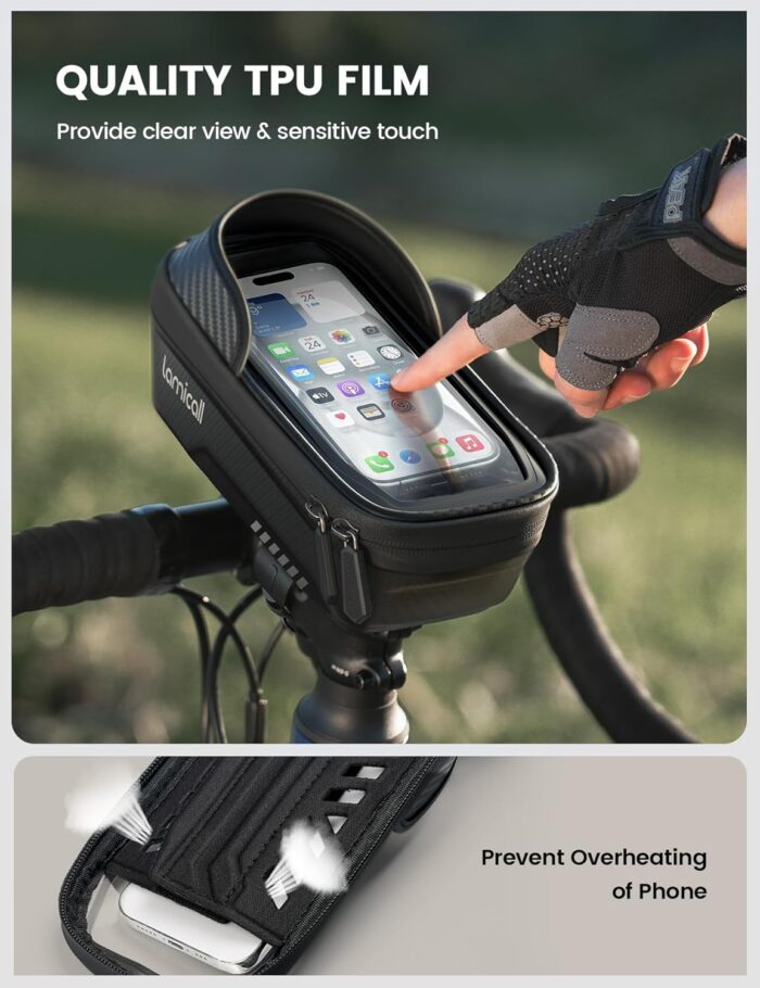 Lamicall Bike Frame Bag Waterproof - [1s Release] [2 in 1] Bike Phone Bag, Bike Phone Holder Mount, Bicycle Top Tube Bag, Cycling Pouch with Rain Cover, Bike Accessories for Phones Under 7" - Image 5