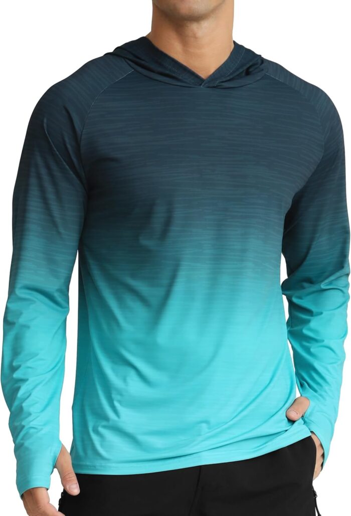 APTRO Men's UPF 50+ Sun Protection Long Sleeve Hoodie Shirts UV Outdoor Fishing Shirts SPF Rash Guard Shirts for Men