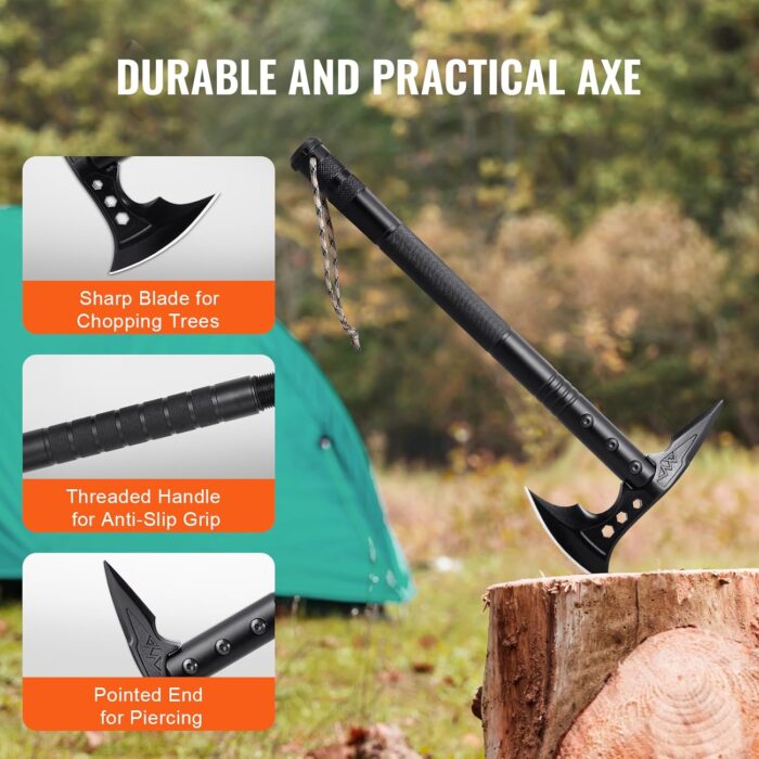 VEVOR Survival Shovel Survival Axe, 28-in-1 Camping Folding Shovels with Hatchet, Stainless Steel Tactical Shovel Hatchet Combo, Multifunctional Emergency Survival Gear Equipment for Camping Hiking - Image 5