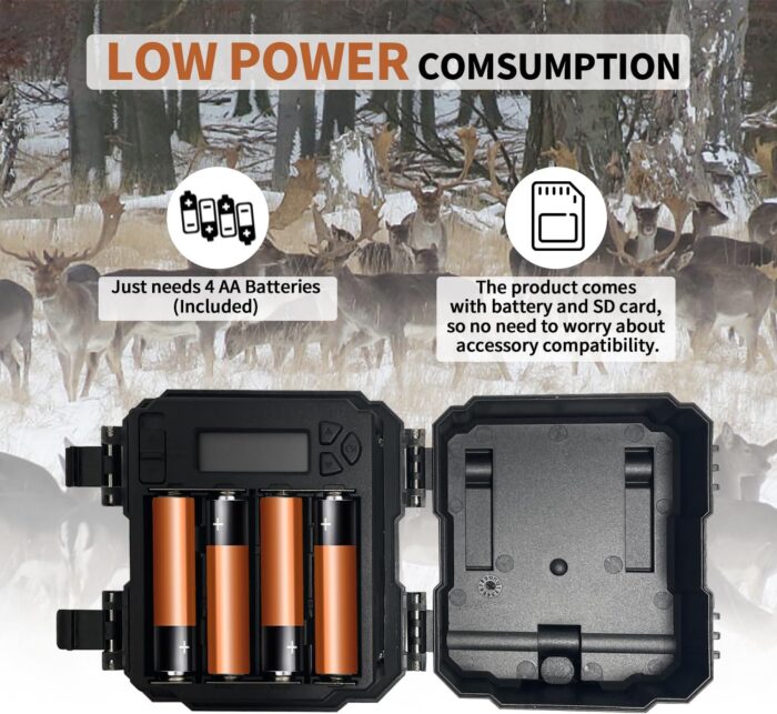 Mini Trail Camera 4 Pack 24MP 1080P HD, Game Cam with SD Card, Waterproof Tiny Hunting Camera Night Vision Motion Activated with Fast Trigger Time for Outdoor Wildlife Monitoring - Image 5