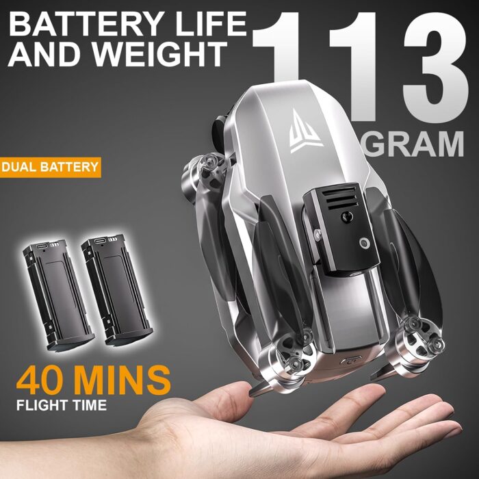 Brushless Motor Drone,90° Adjustable 4K FPV,APP control,40min Flight Time,Indoor Obstacle Avoidance,Optical Flow Positioning,Gesture Photography,360° Flip,Eyond-Range Loss Alert, Toys Gifts for Men Boys - Image 2