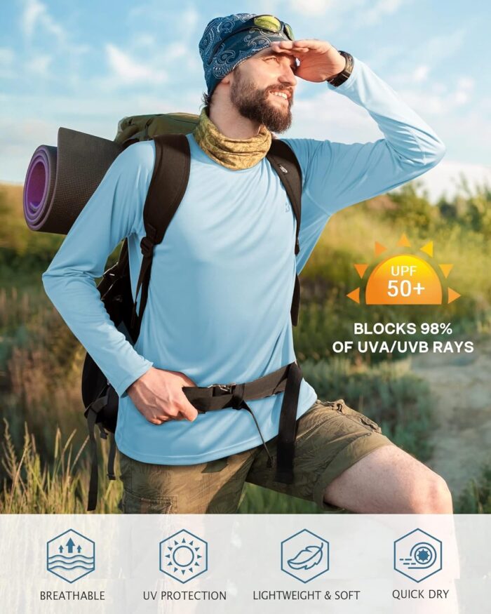Roadbox Mens UPF 50+ UV Sun Protection Shirts Outdoor Long Sleeve SPF Rash Guard for Fishing Hiking Swimming Running - Image 3