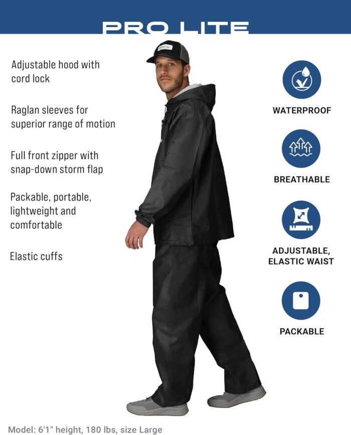 FROGG TOGGS Men's Pro Lite Rain Suit, Waterproof, Breathable, Dependable Wet Weather Protection - Image 2
