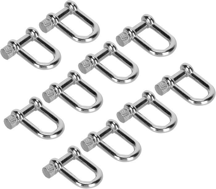 VBESTLIFE 10Pcs U Shaped Shackle Zinc Alloy Bow Shape Load Clamp for Paracord Bracelet Round Screw Pin Anchor Shackle Mountaineering Tool Accessories - Image 7