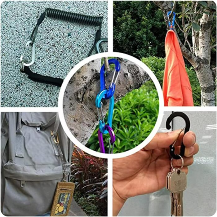 20 Pack Aluminum Carabiner Keychain Clip 2 Inch Lightweight D-Ring Caribeaners Spring Snap Hook with Flat Key Rings Carabeaner for Fishing Camping Hiking Outdoor Duffle Bag Daypack Backpack - Image 5