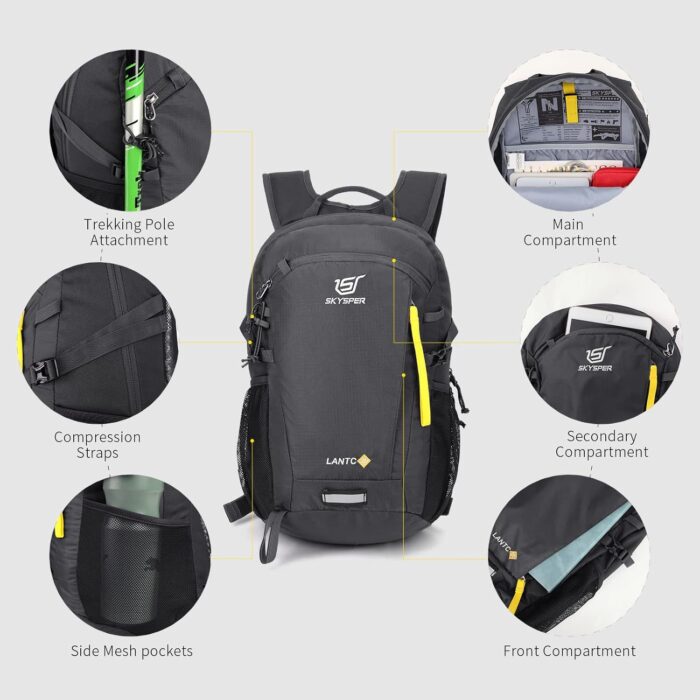 SKYSPER Small Hiking Backpack, 20L Lightweight Travel Backpacks Hiking Daypack for Women Men - Image 4