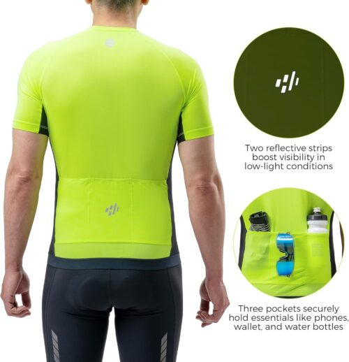ROCKBROS Cycling Jersey Men Short Sleeve Half Zipper with 3 Rear Pockets Bike Jersey for Men Cycling Quick Dry Bike Shirts
