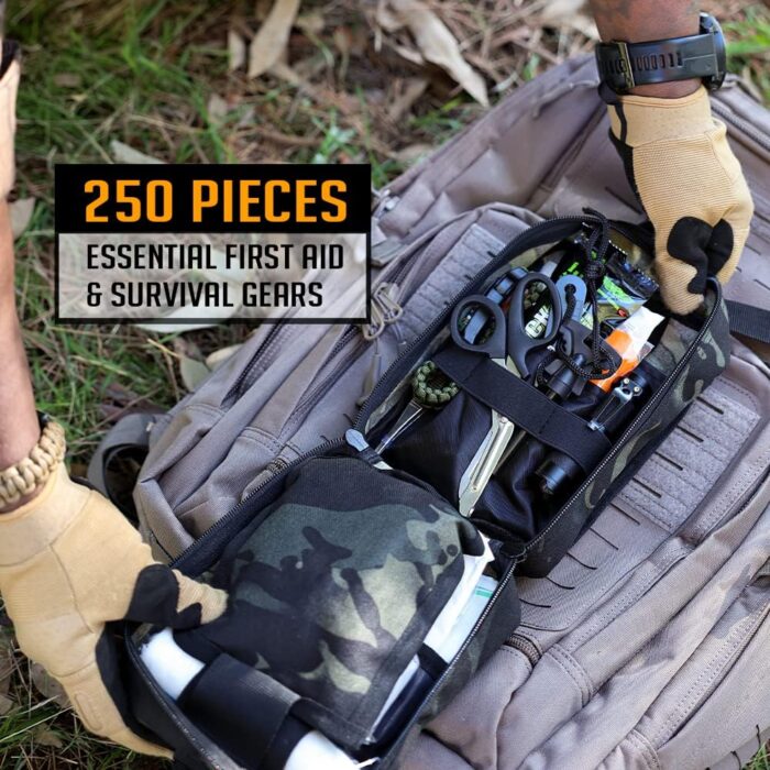 EVERLIT 250 Pieces Survival First Aid Kit IFAK EMT Molle Pouch Survival Kit Outdoor Gear Emergency Kits Trauma Bag for Camping Boat Hunting Hiking Home Car Earthquake and Adventures - Image 7