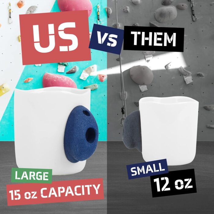IMPRESA 2 Pack XL 15oz Ceramic Rock Climbing Mugs with Resin Holds - Gifts for Climbers - Training Gear - Home Decor - Image 3