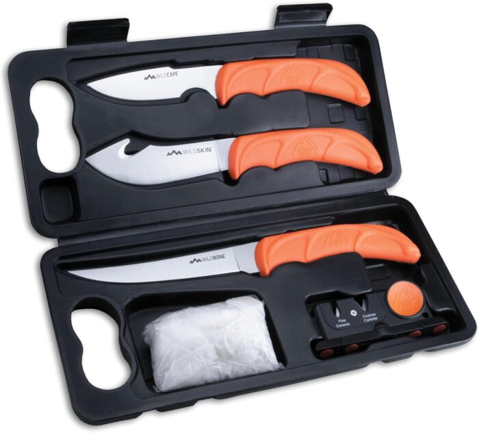 Outdoor Edge WildLite - 6-Piece Field to Freezer Hunting & Game Processing Knife Set with Gut Hook Blade, Caping Knife - Hunting Knives for Gutting Deer with Case - Deer & Elk Accessories