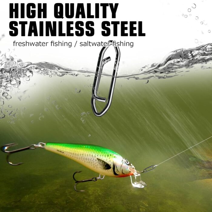 AMYSPORTS High Strength Fishing Snap Saltwater Stainless Connector Snaps Swivels Tackle Steel Power Fishing Clip Lure Quick Change Black Nickel - Image 4