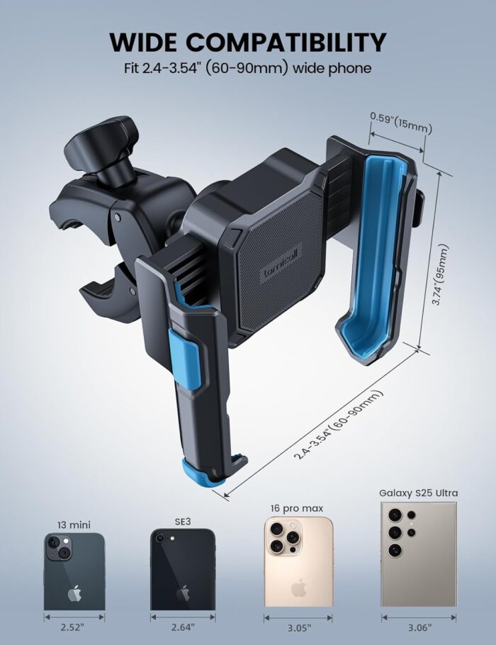 Lamicall Motorcycle Bike Phone Mount - [1s Quick Release] Bike Cell Phone Holder Clip, Bicycle Scooter Handlebar Clamp, for iPhone 16 15 14 Pro Max, Galaxy S25 S24 Ultra, 4.7-7" Phones, Blue - Image 5