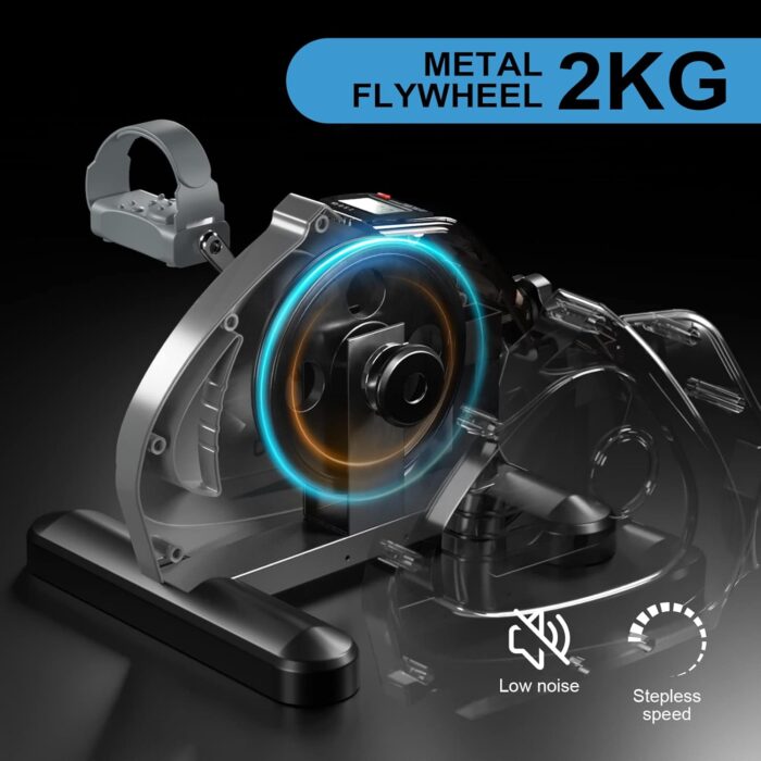 Under Desk Bike Pedal Exerciser Portable Mini Home Exercise Bike with 5LBS Flywheel Sitting Peddler Exerciser for Seniors Legs and Arms Trainer Physical Therapy Equipment Fitness Exercise Bicycle - Image 2