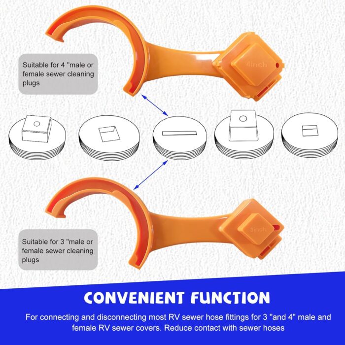 2 PCS RV Sewer Hose Wrench, Multi Purpose Fittings Wrench to Connect and Disconnect Sewer Hoses, Fits Most 3 Inch and 4 Inch Male/Female RV Sewer Caps, RV Accessories - Image 5