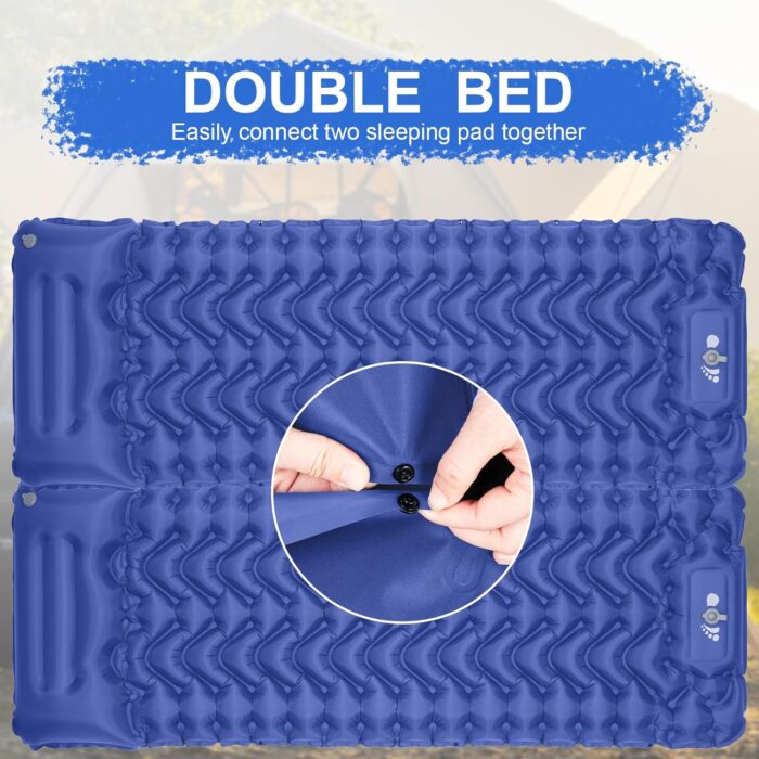 Sleeping Pad, Ultralight Inflatable Sleeping Pad for Camping, Built-in Pump, Ultimate for Camping, Hiking, Airpad, Carry Bag, Repair Kit, Compact & Lightweight Air Mattress(Blue) - Image 2