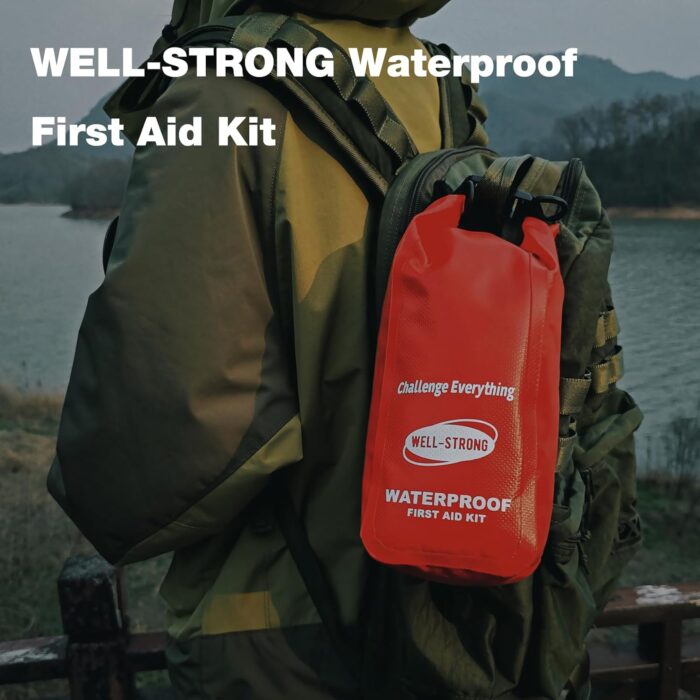 Waterproof First Aid Kit Roll Top Boat Emergency Kit with Waterproof Contents for Fishing Kayaking Boating Swimming Camping Rafting Beach Red - Image 7