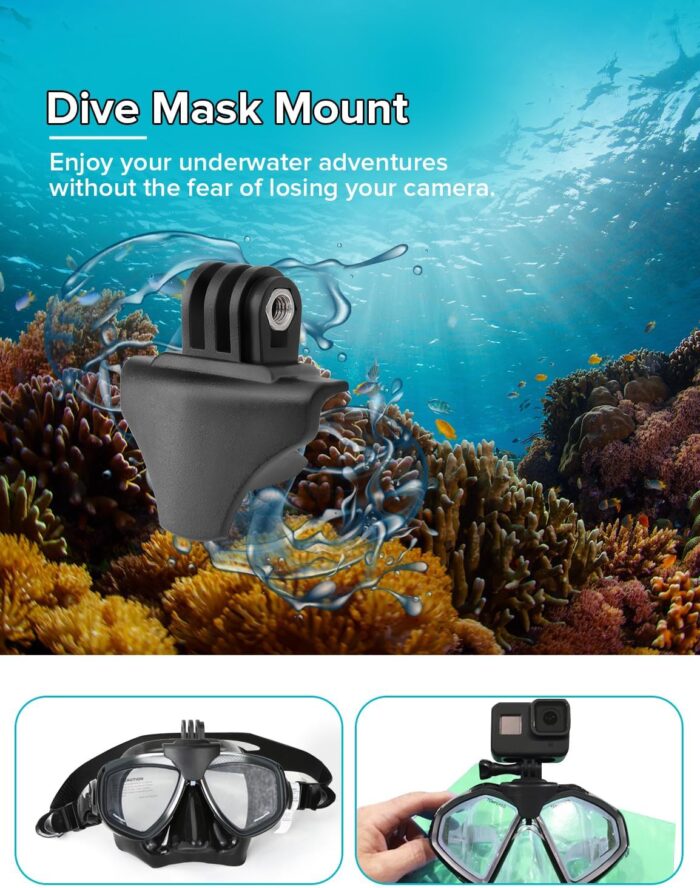 Dive Mask Mount for Go Pro, Universal Diving Camera Attachment, Diving Mount Compatible with Popular Dual Lens Masks - Image 2