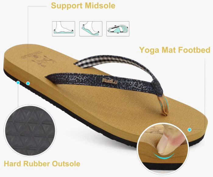 KuaiLu Womens Arch Support Flip Flops Comfortable Yoga Mat Slip on Summer Beach Walking Thong Cushion Sandals - Image 5