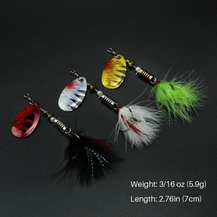 FouceClaus 10pcs Spinner Lures Baits with Tackle Box, Bass Trout Salmon Hard Metal Rooster Tail Fishing Lures Kit - Image 8