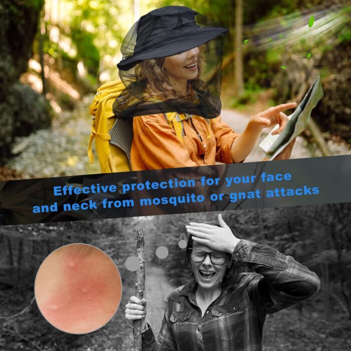 South to East Premium Mosquito Head Net for Insect, 2 Pack, Fly & Bug Protection | Ultra Large & Long, Extra Fine Holes for Camping, Hiking, Fishing, Gardening, Safari, Fits All Hats for Men & Women - Image 2