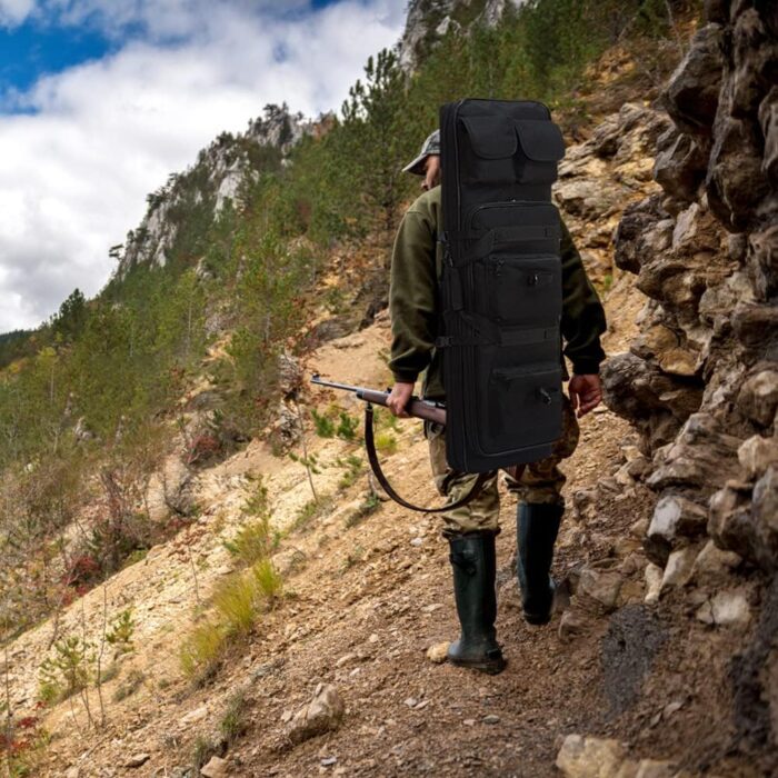 32"/37"/46" Rifle Bag, Black/Khaki/Green Tactical Long Rifle Backpack, Portable Shotgun Case for Firearm Storage and Transportation, Suitable for Outdoor Hunting Shooting - Image 7