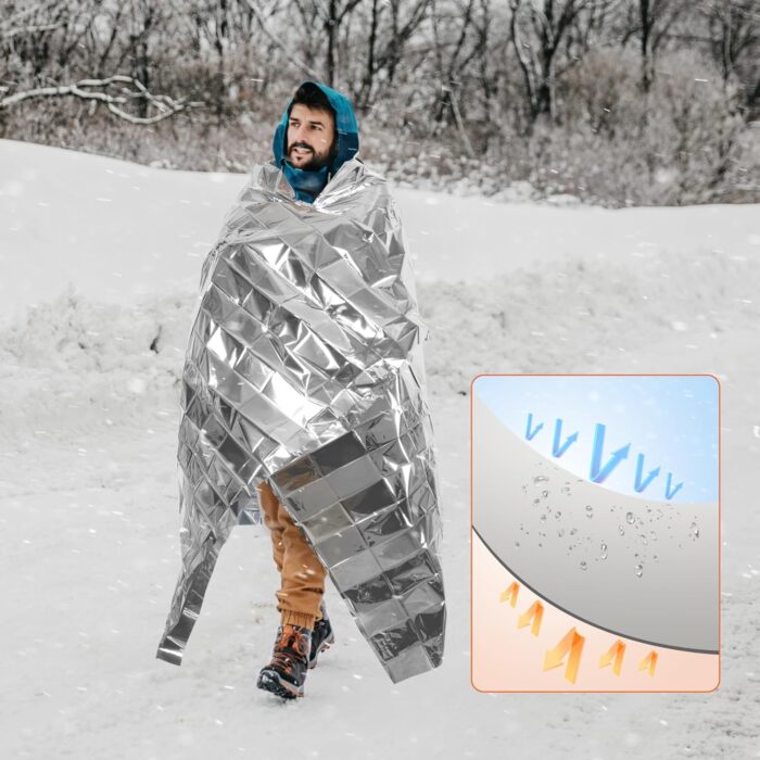 6 Pack Emergency Mylar Blanket, Emergency Blanket Space Blanket Survival Rescue Insulating Reflective foil kit Outdoors Hiking Camping Blanket Perfect for Outdoors, Hiking, Camping Survival - Image 4