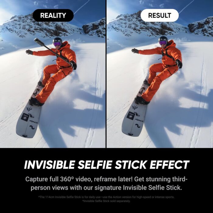 Insta360 X5 - Waterproof 8K 360° Action Camera, Leading Low Light, Invisible Selfie Stick Effect, Rugged and Replaceable Lens, 3-Hour Battery, Built-in Wind Guard, Stabilization, Triple AI Chip Design - Image 4